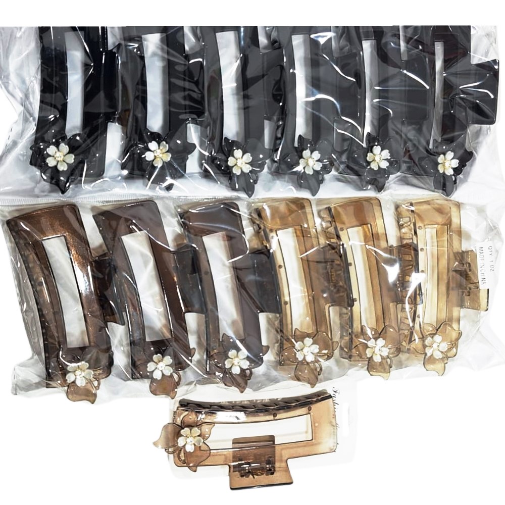 Broche cuadrado con aplique flor