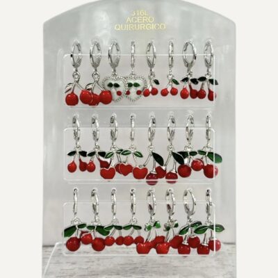 BLISTER DE AROS CEREZA  ACERO DORADO